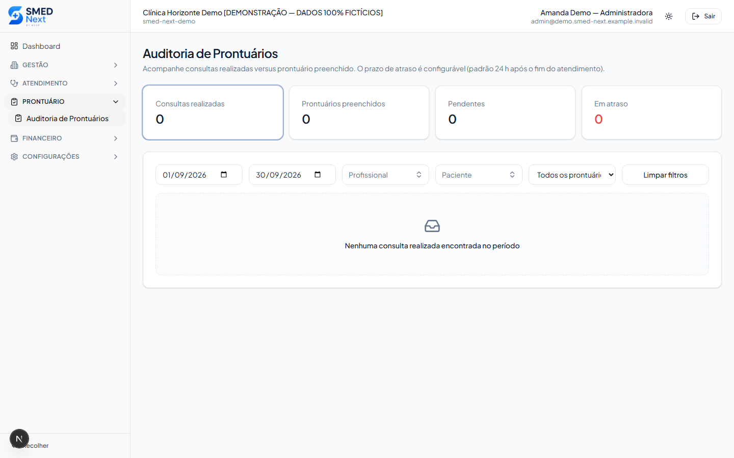 Auditoria de preenchimento de prontuários